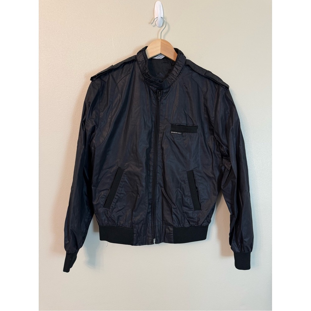 80's Vintage Members Only Black Cafe Racer Rainbow Europe Craft Medium